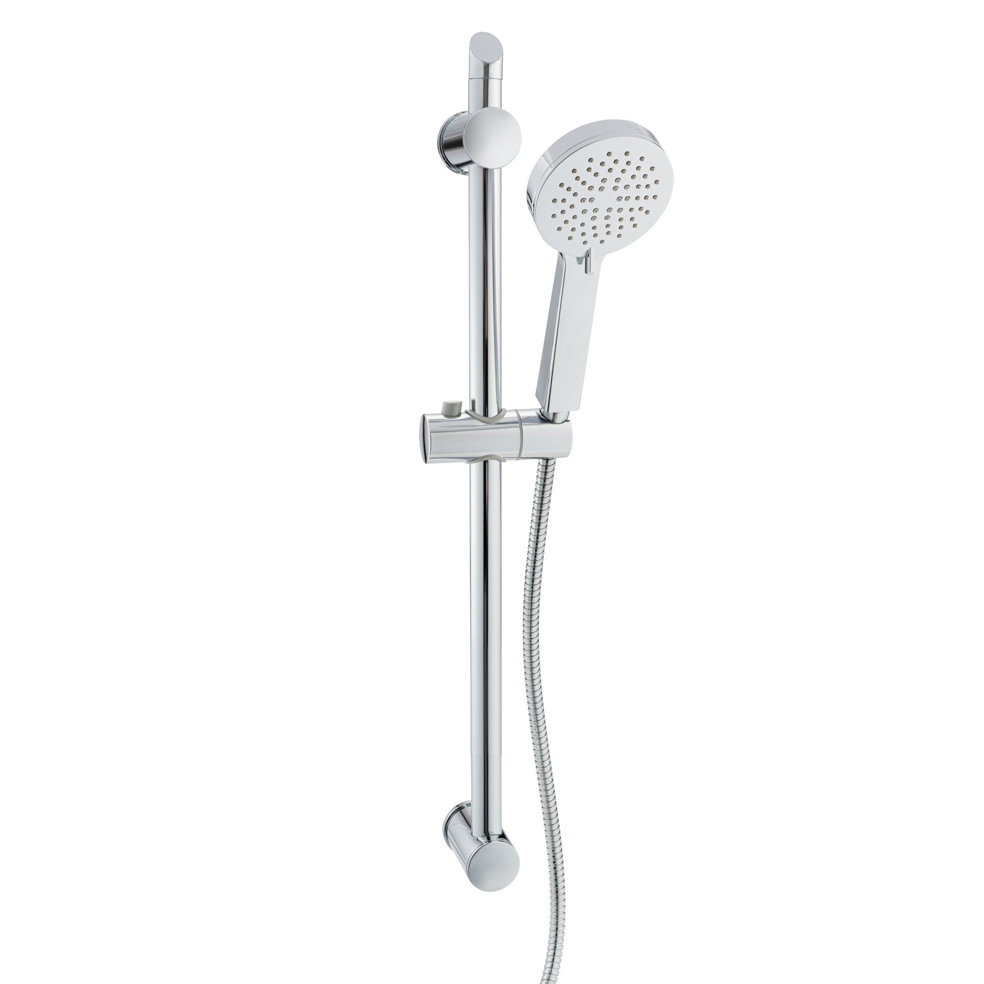 Adjustable Shower Slider Riser Rail Kit With 3 Setting Shower Head, Hose - Chrome